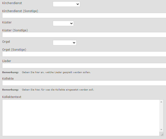Beispiel Eingaben Gottesdienst