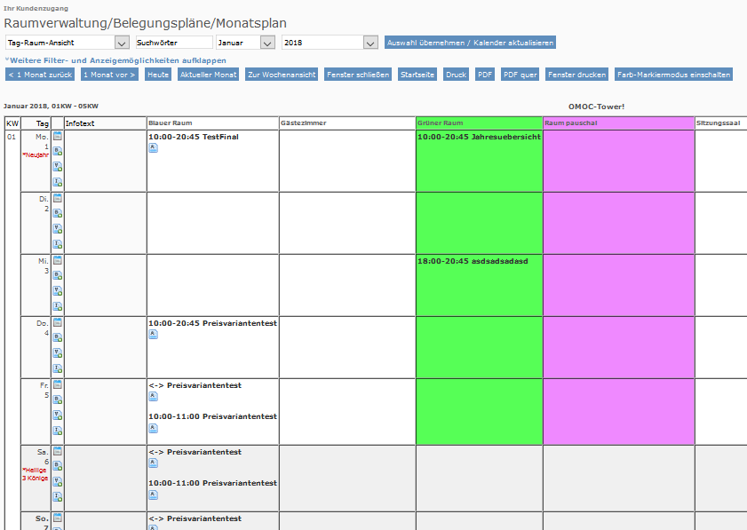 Belegungsplan Tag-Raum-Ansicht