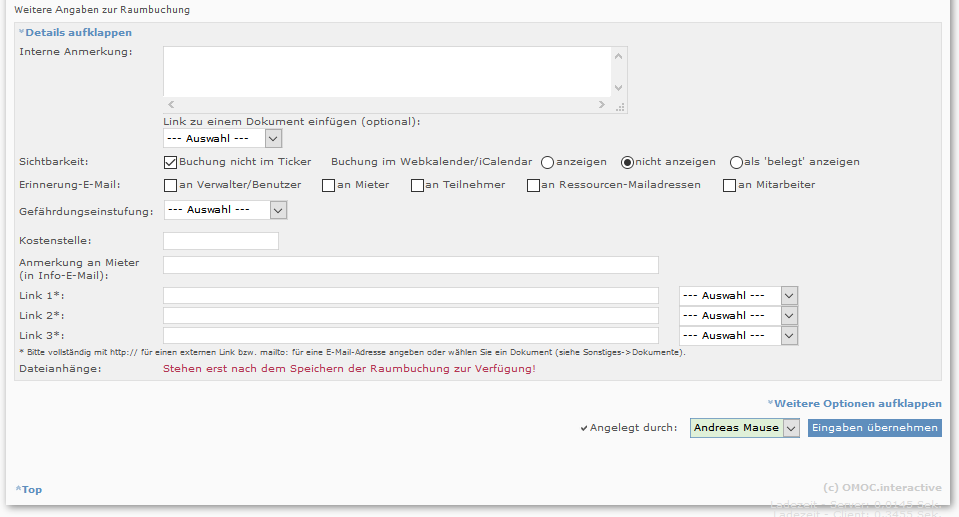 Raumbuchungsmaske unterer Teil 2