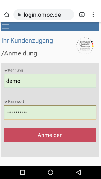 Login über Smartphone